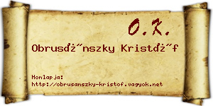 Obrusánszky Kristóf névjegykártya